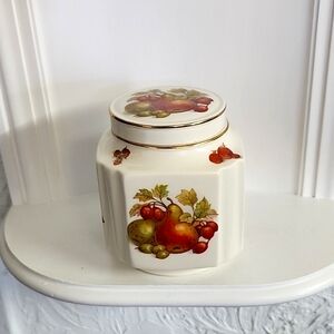 Sadler Porcelain Fruit Pattern Tea Canister, Retro Decor, rare find